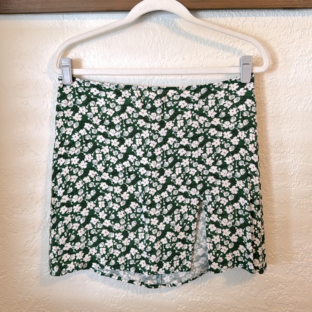 Reformation - Green Floral Mini Skirt